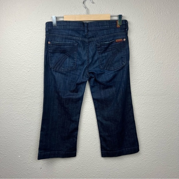 𝅺7FAM 7 For All Mankind Dark Wash Crop Dojo Jeans Sz 28 - Picture 2 of 7